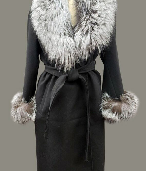 Madison Cashmere Wool Black with Silver Fox Detachable