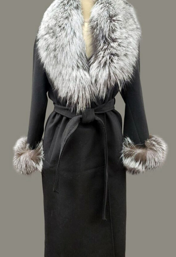 Madison Cashmere Wool Black with Silver Fox Detachable