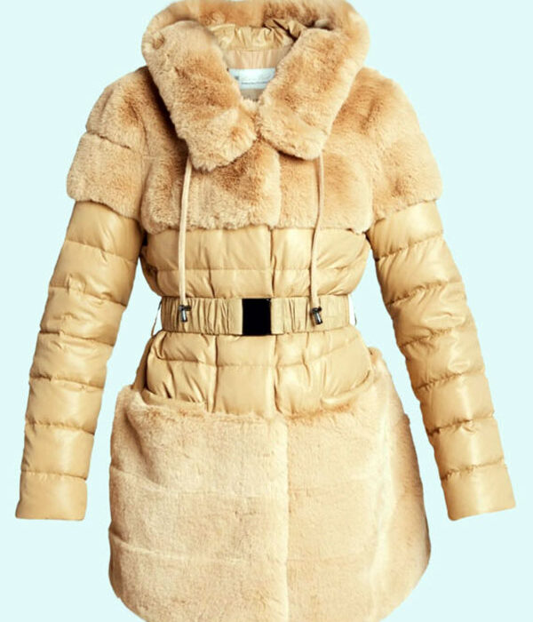 THE ERIKA Faux-Fur Belted Down Jacket BELLE FARE