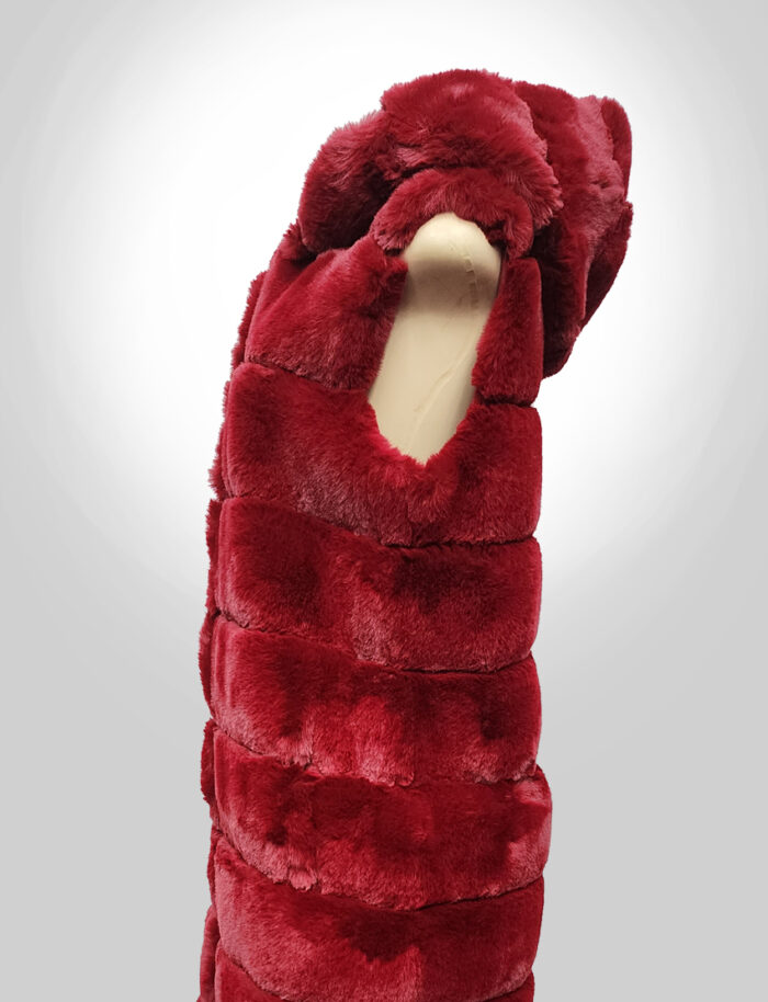 BCBGMAXAZRIA Women’s Hooded Grooved Faux Fur Vest