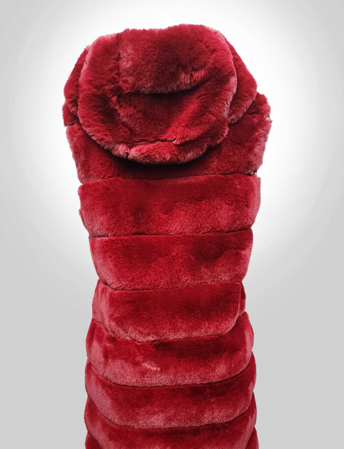 BCBGMAXAZRIA Women’s Hooded Grooved Faux Fur Vest