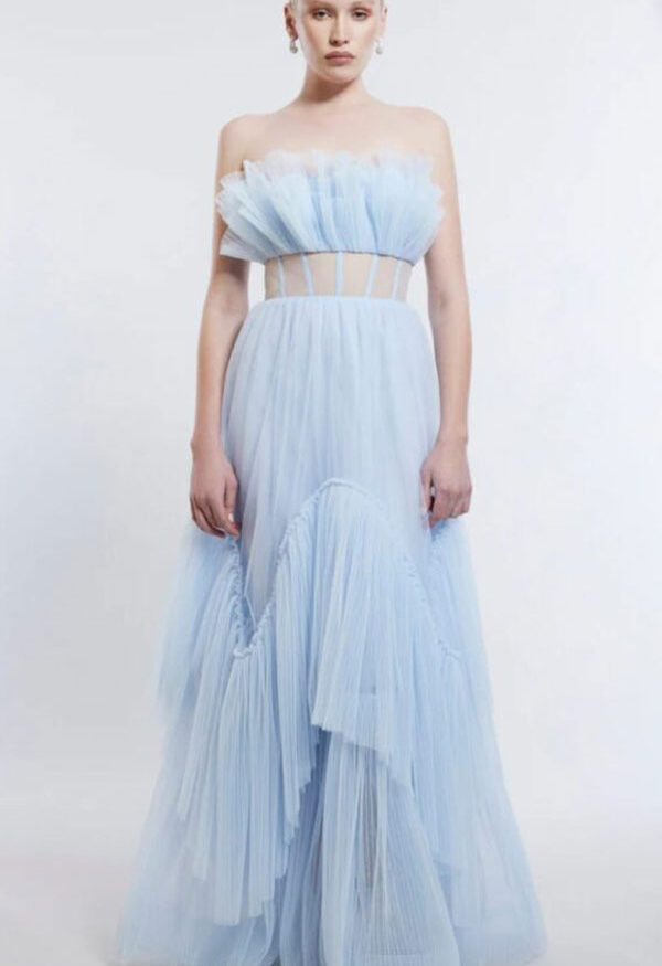 BCBGMAXAZRIA Strapless Tulle Gown