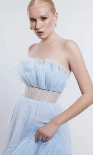 BCBGMAXAZRIA Strapless Tulle Gown