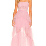 BCBGMAXAZRIA Tiered Tulle Corset Gown