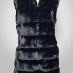 BCBGMAXAZRIA Women’s Hooded Grooved Faux Fur Vest