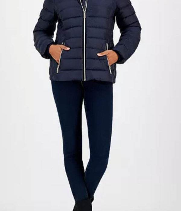 MICHAEL KORS LIGHT JACKET Stand collar with zip-off hood and front zip closure
