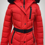 Michael Kors Women’s Faux Fur Hooded Puffer Scuba Belted Coat Jacket