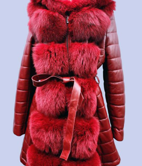REAL FOX FUR & LEATHER COAT