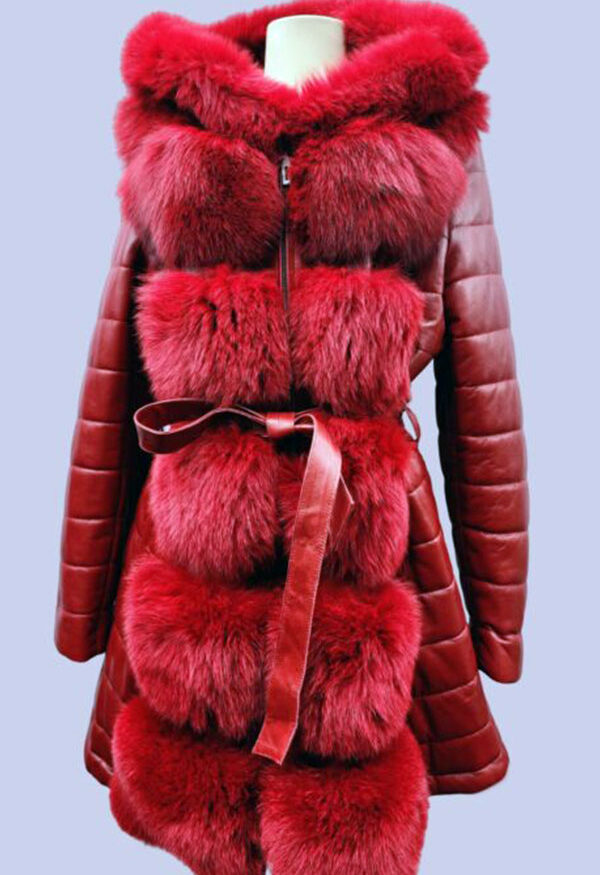 REAL FOX FUR & LEATHER COAT