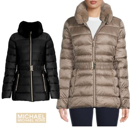Faux Fur Trim Belted Puffer Jacket - Image 3