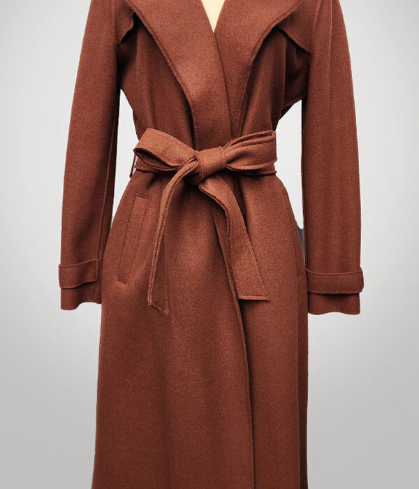 BCBGMAXAZRIA Women’s Raw Edged Wool Belted Long Trench Coat