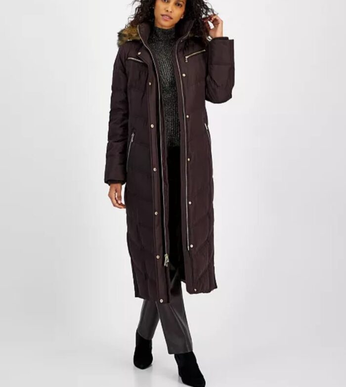 Faux-Fur Trim Hooded Down Coat - Image 3