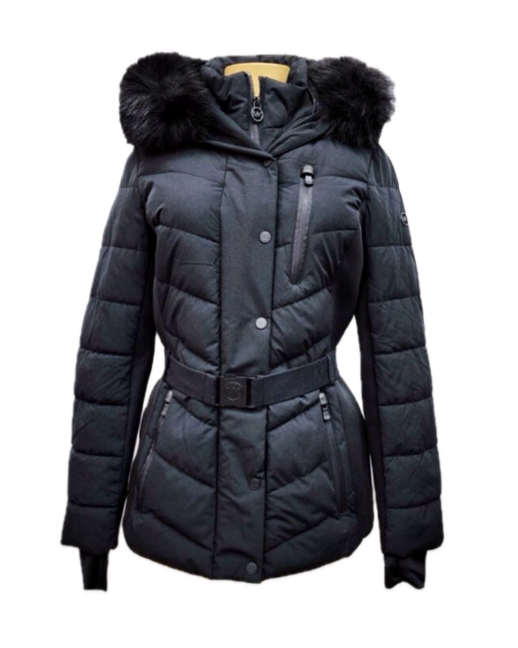 Michael Kors Belted Down Chevron Coat